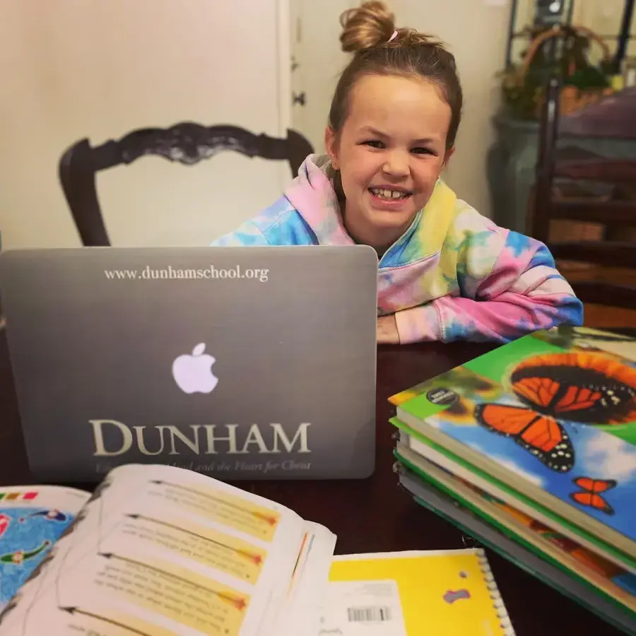 Dunham elementary school student learning at home during COVID-19 pandemic