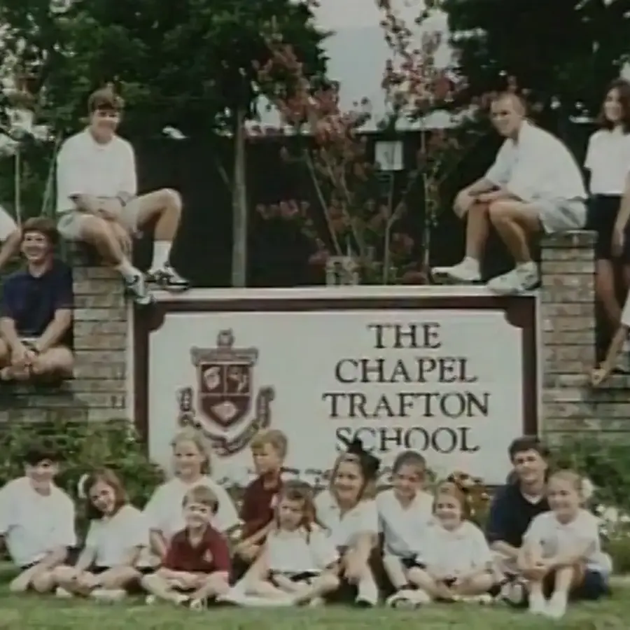 Students in front of the Chapel Trafton School sign