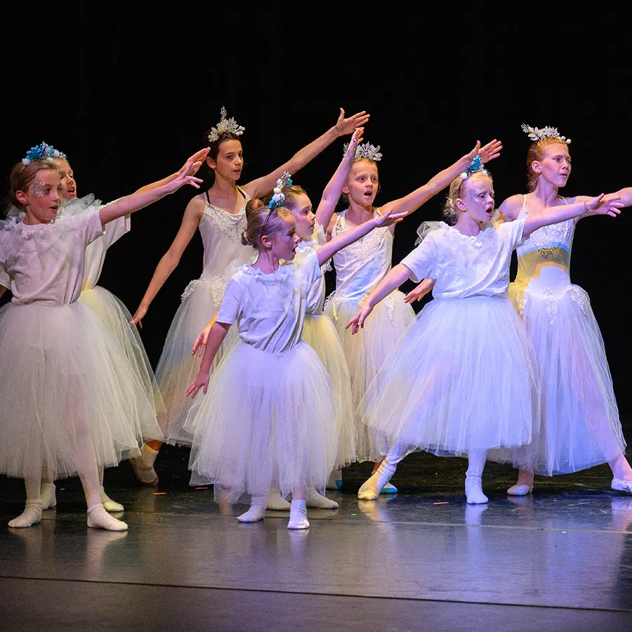 A group of dancers performing in musical.