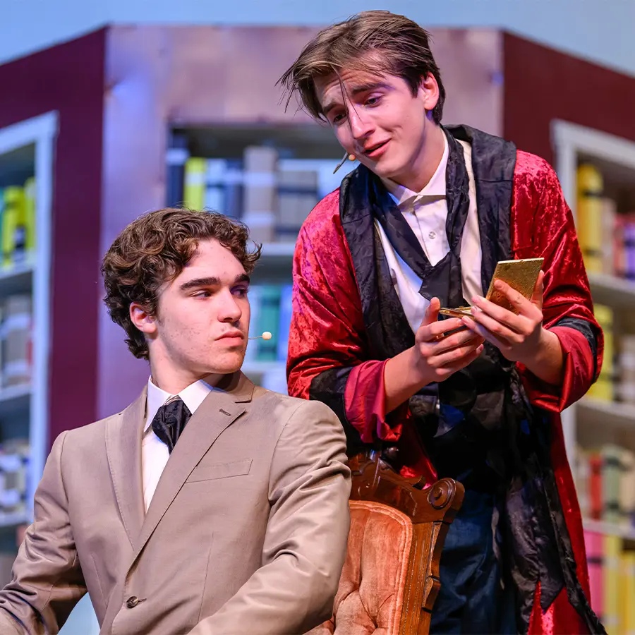 Two student actors performing in upper school play