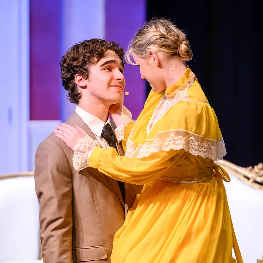 Two student actors performing in upper school play